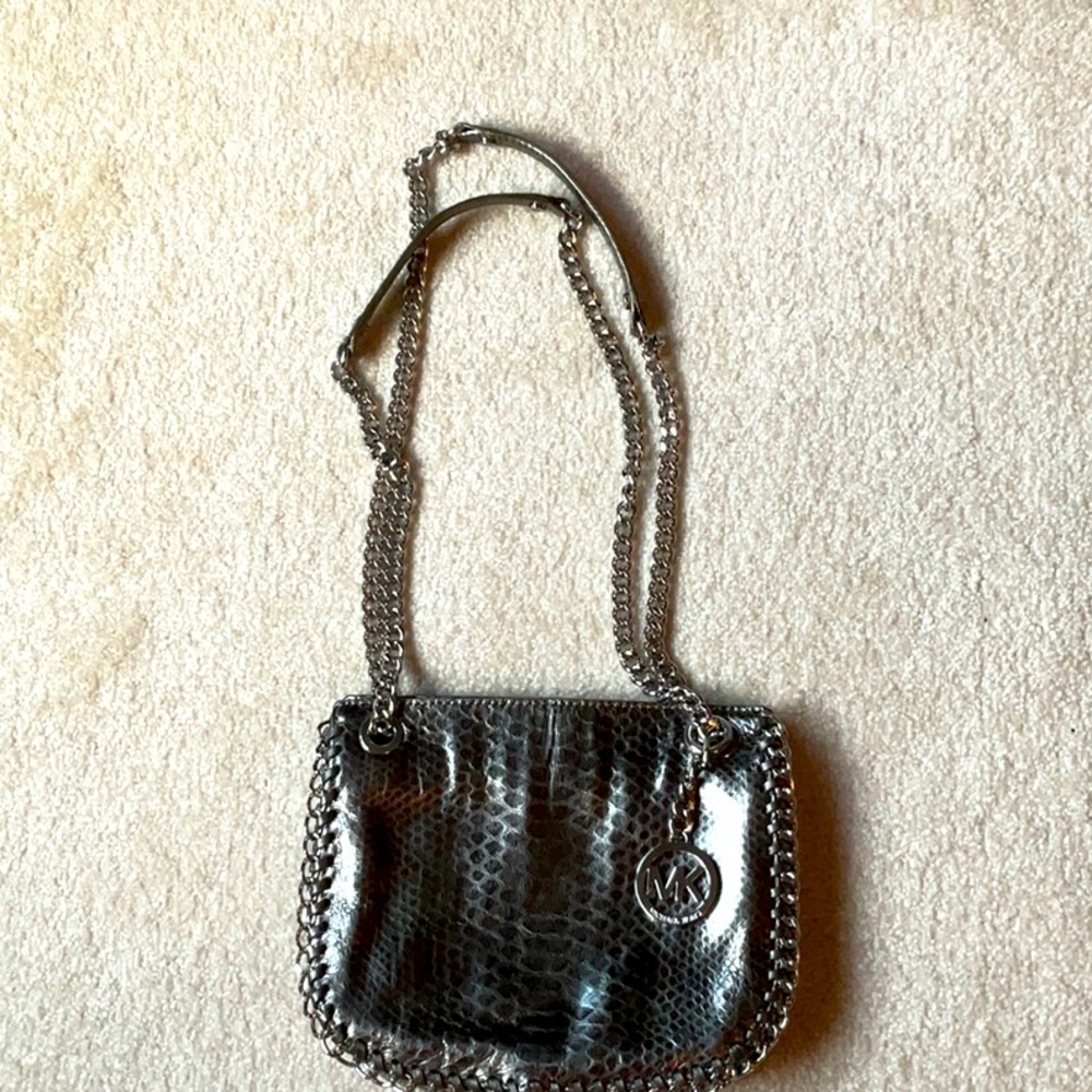 Michael Kors gunmetal embossed crossbody